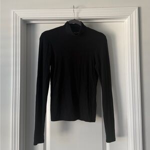 Abercrombie and Fitch Essentials Mock Neck Black Long Sleeve Tee